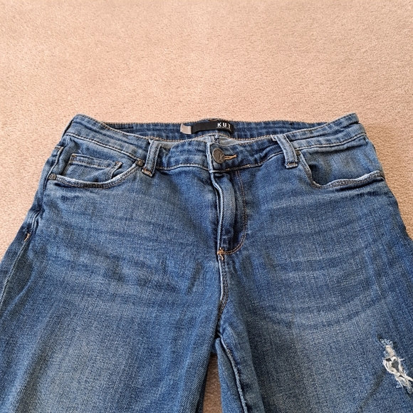 Kut From the Kloth Jeans Womens 8 Blue Distressed Reese Ankle Straight Leg - Picture 4 of 14